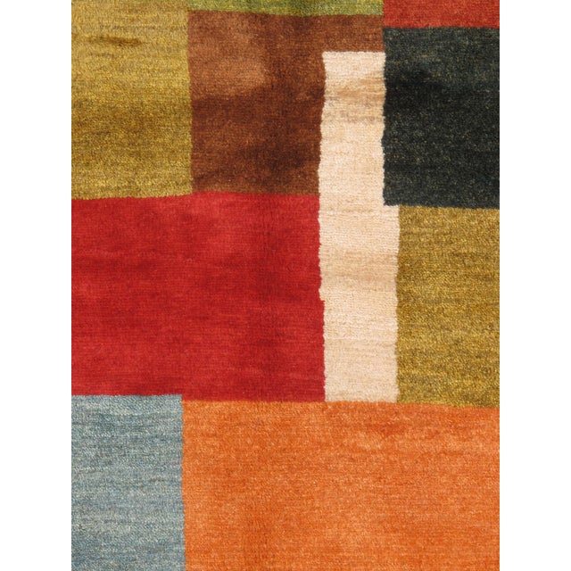 Vintage Hand-Knotted Persian Gabbeh Rug 3'2" X 4'10" For Sale - Image 4 of 5