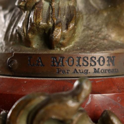 Antique Table Clock with Figurine attributed to A. Moreau, 19th-20th Century For Sale - Image 14 of 15