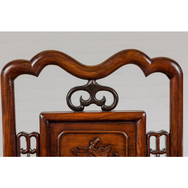 Wood Qing Dynasty Period Rosewood Side Chair with Carved Splat and Grapevine Motif For Sale - Image 7 of 12