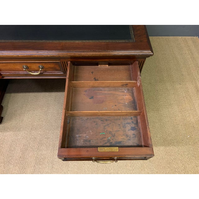 Brown Mahogany Partners Pedestal Desk from Maple & Co., 1900 For Sale - Image 8 of 18