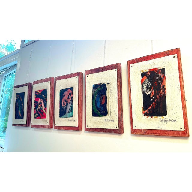 Wood Collage 3 Maria Donata Papadia Monotype on Painted Wood Board For Sale - Image 7 of 10