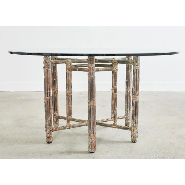McGuire Organic Modern Bamboo Rattan Hexagonal Dining Table For Sale - Image 12 of 13