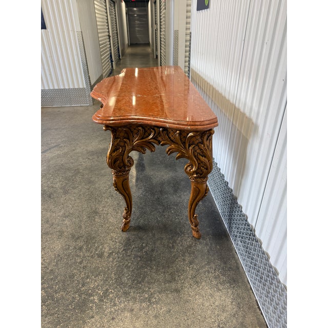Large William Switzer Louis 16th Rouge Marble Top Console Table For Sale - Image 17 of 18