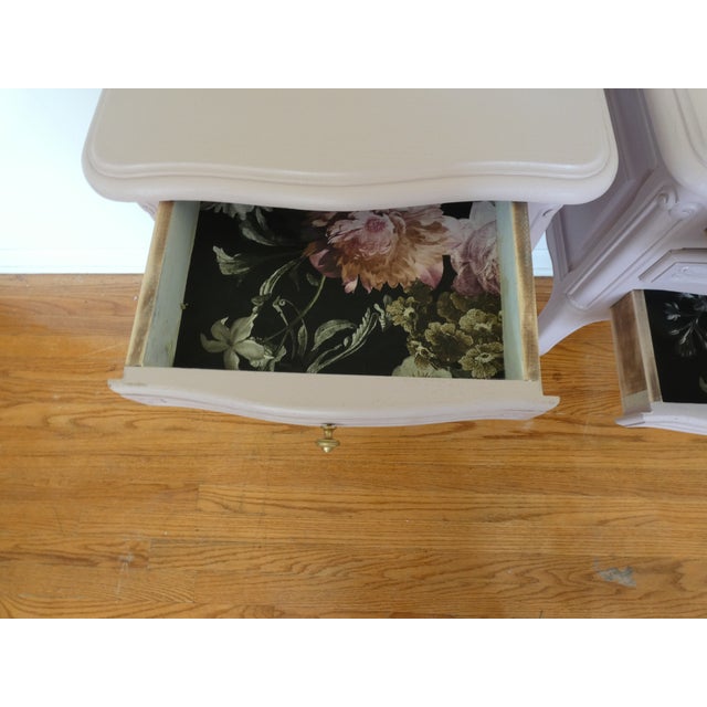 French Provincial Bedside Tables Painted Antique Rose For Sale In Chicago - Image 6 of 10