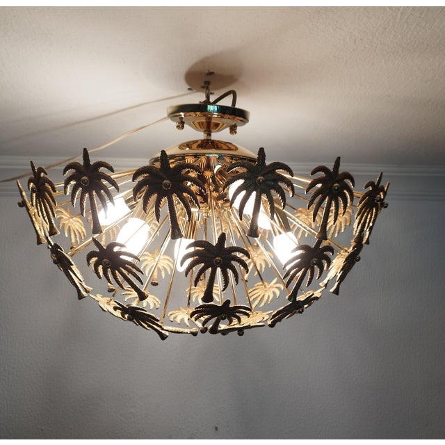 Handmade Solid Brass Palm Leaf Sputnik Flush Mount Chandelier – 6-Light Fixture Add a luxurious tropical touch to your...