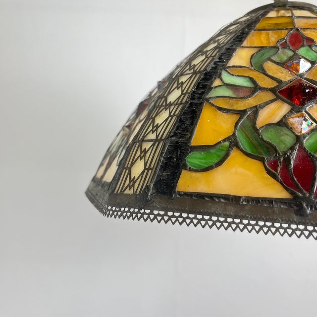 Tiffany Stained Glass Pendant Light, 1960s For Sale - Image 6 of 16