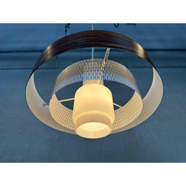 Vintage Pendant Lamp in Metal and Opaline, 1970s For Sale - Image 6 of 11