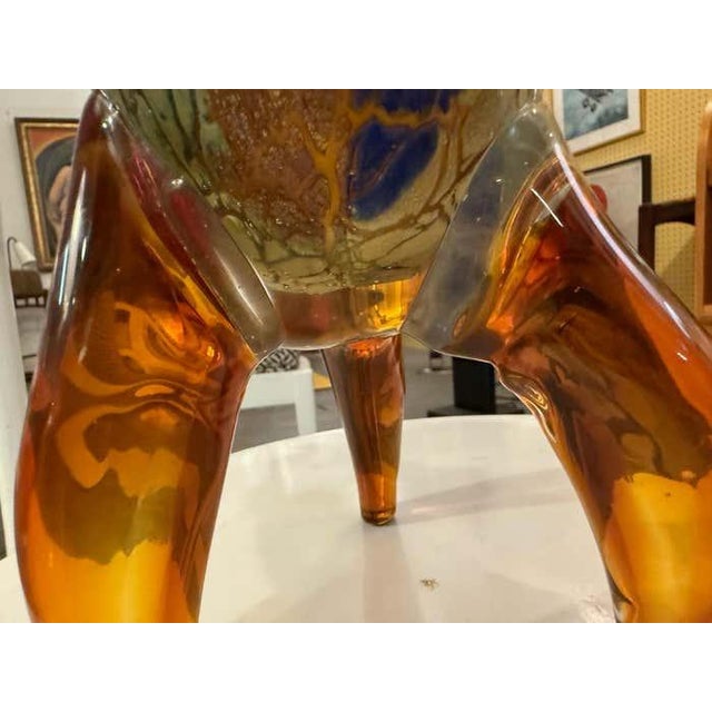 Glass Abstract Face Sculpture in Murano-Style Art Glass For Sale - Image 7 of 10