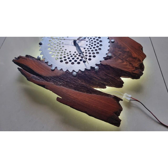 2020s Lightning – One-of-a-Kind Handcrafted Natural Wood Wall Clock Sculpture For Sale - Image 5 of 15