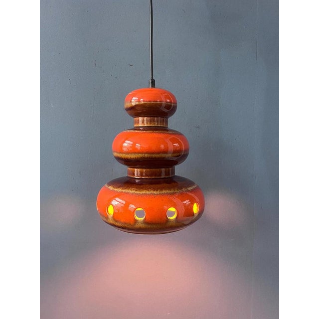 Red Ceramic Pendant Lamp, West Germany For Sale - Image 5 of 13