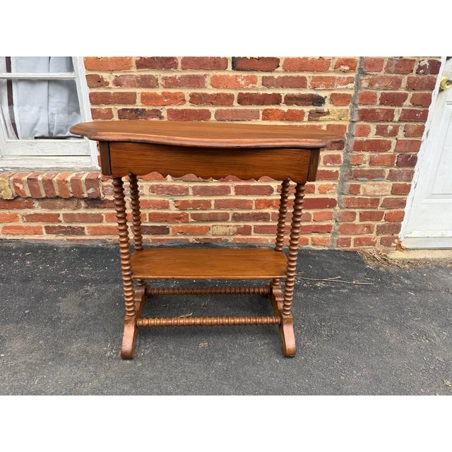 Antique Victorian Walnut Bobbin Leg Side Table With Drawer For Sale - Image 15 of 17