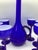 Vintage Carlo Moretti Italy Blue White Cased Glass Decanter With Tall Cordial Glasses - Set of 7 For Sale In New York - Image 6 of 8