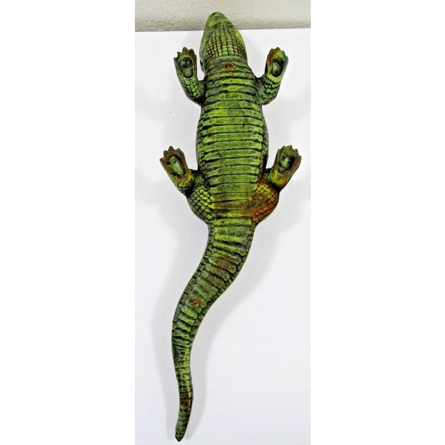 Antique Large Cast Iron Alligator Sculpture With Original Paint 29.5 in Long For Sale - Image 17 of 18