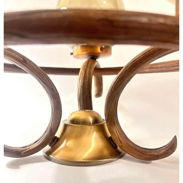Vintage 1970s Forecast Lighting Mod Chandelier, Smoked Glass Globe Semi-Flush, Bentwood Style Retro Ceiling Fixture For Sale In Denver - Image 6 of 11