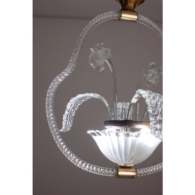 Set of 2 Blue and Transparent Barovier E Toso Light With Flowers, 1940s For Sale - Image 6 of 11