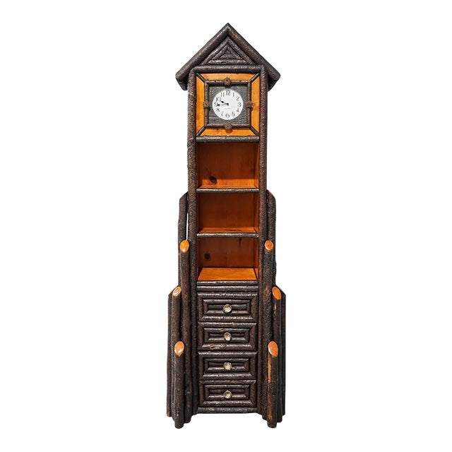 Rare Native Usa Tall Vintage Log Cabinet Grandfather Clock. ( Great for Aspin ) For Sale