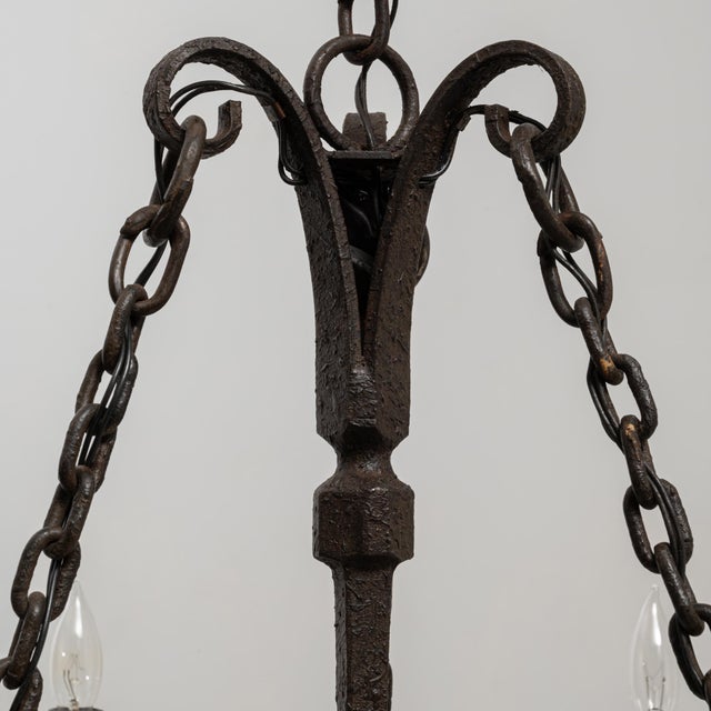 20th Century French Gothic Revival Wrought Iron Chandelier For Sale - Image 11 of 18