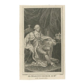 After Richard Corbould, King George III in Coronation Robes, Small Engraving, 1780 For Sale