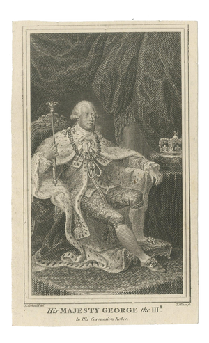 After Richard Corbould, King George III in Coronation Robes, Small Engraving, 1780
