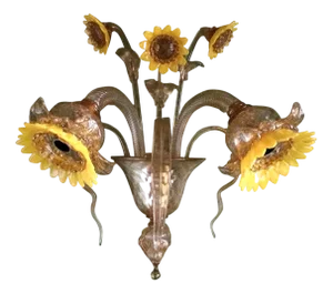 Floral Wall Sconce with Sunflowers by Bottega Veneziana