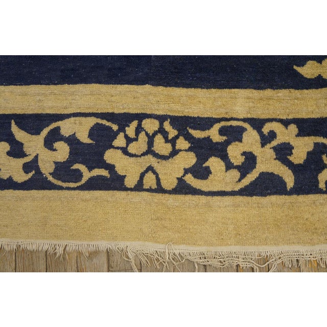 Royal Blue Blue Room Size Antique Artistic Chinese Dragon Design Peking Carpet For Sale - Image 8 of 9