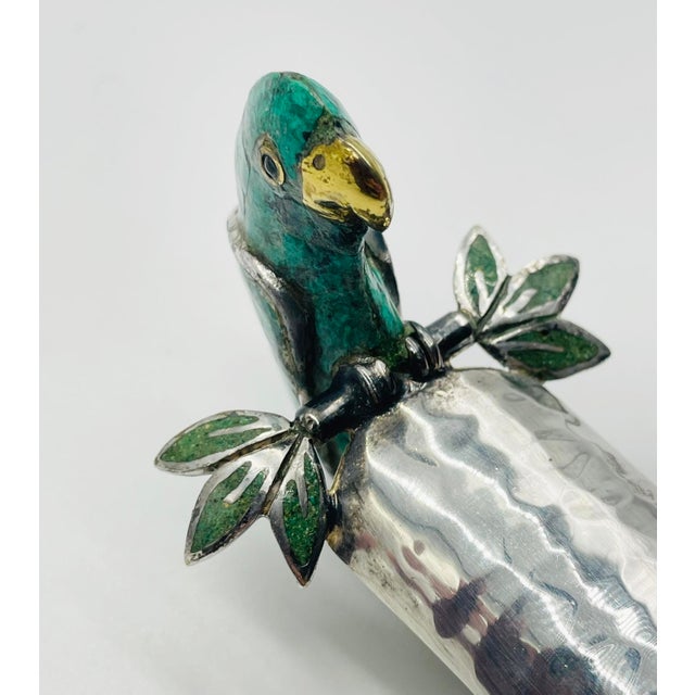 Emilia Castillo Silver-Plated Ladle With Malachite Parrot, Mexican Modernism For Sale - Image 13 of 18