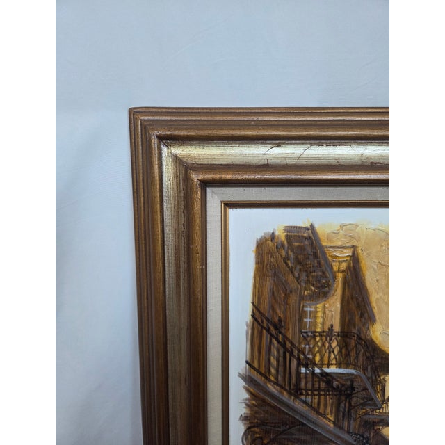 French Provincial Mid-Century James McCaffery New Orleans Cityscape Oil Painting on Board For Sale - Image 3 of 10