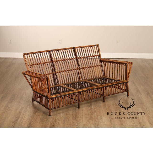Antique Split Reed Rattan Sofa For Sale - Image 13 of 18