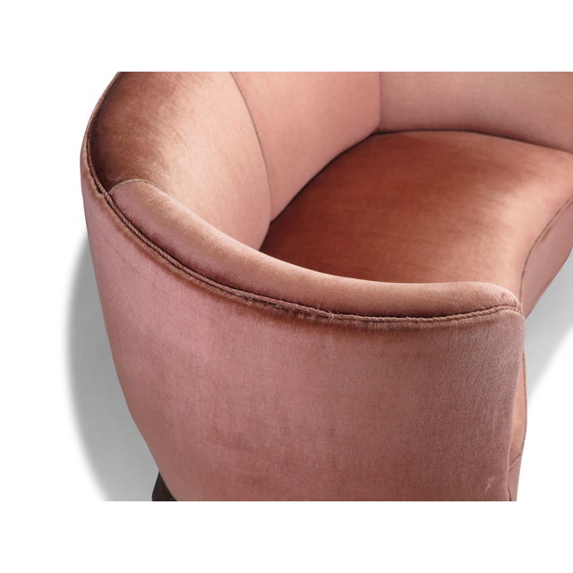 Early 20th Century 1930's Danish Deco Curved Sofa in Original Pink Mohair For Sale - Image 5 of 13
