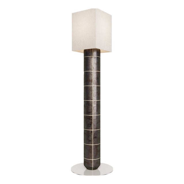 Handcrafted Ceramic and Glass Floor Lamp in Gasoline Glaze from Artem Zakharchenko-Halytskyi For Sale