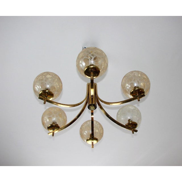 Vintage Chandelier in Brass, Aluminium and Glass, 1970s For Sale - Image 4 of 12