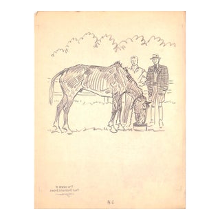 Original 1944 Pencil Drawing From Hi, Guy! The Cinderella Horse by Paul Brown 32 For Sale