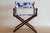 Off-white 1970s McGuire Director’s X-Chair in Textured Off-White and Colbalt For Sale - Image 8 of 11