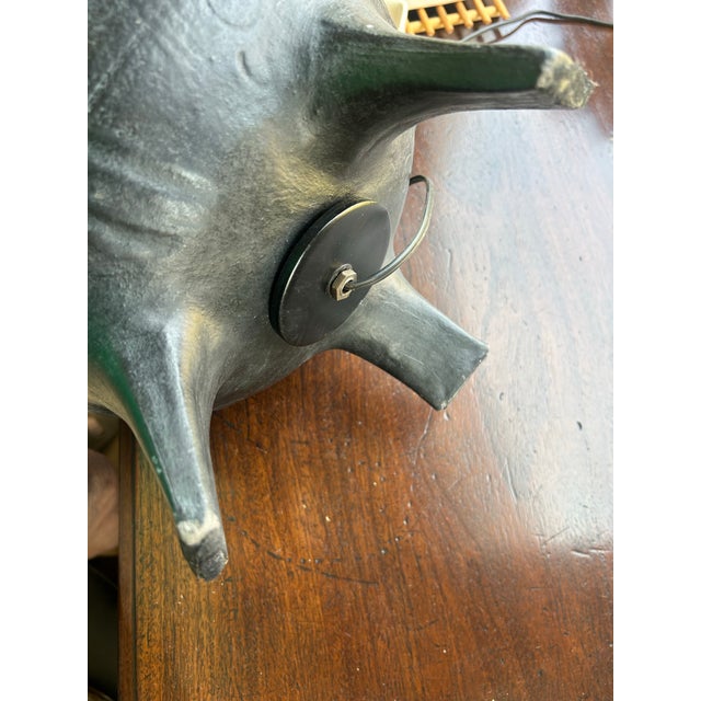 Ceramic Large Mid-Century Chalkware Ebony Lamp For Sale - Image 7 of 11