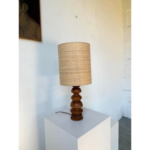 Turned Oak Table Lamp, 1950s For Sale - Image 11 of 18