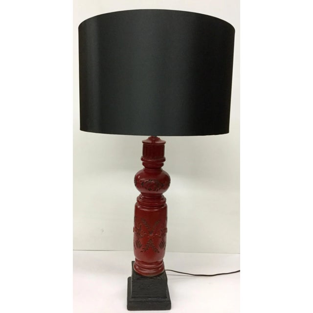 Vintage Redwood Ceramic Table Lamp With New Shade For Sale - Image 13 of 13