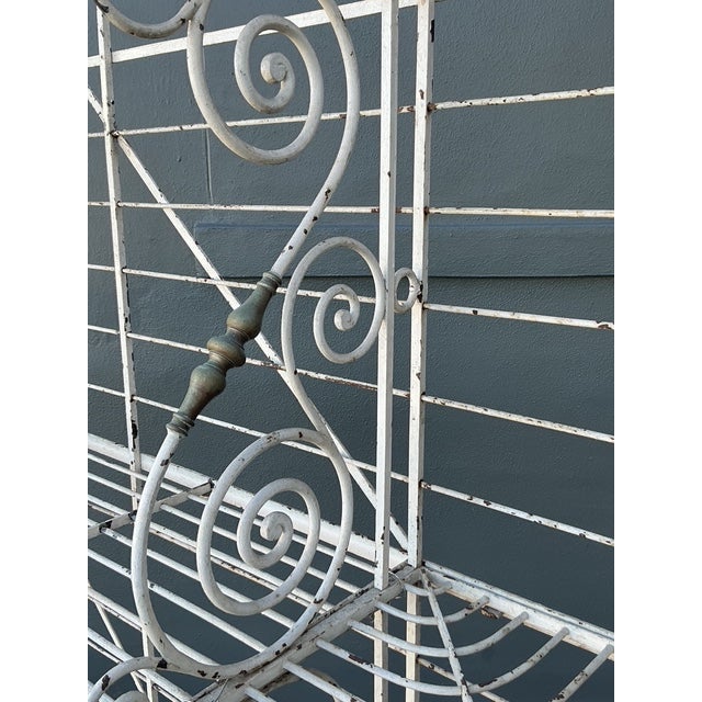 Vintage Boho French Wrought Iron and Brass Bakers Rack For Sale - Image 4 of 12