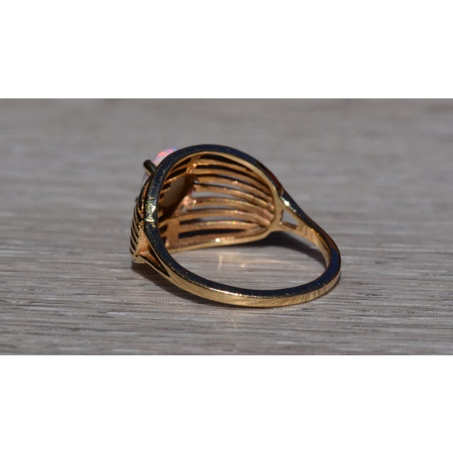 Mid 20th Century The Braselton: Ladies Vintage 14K Yellow Gold Australian Opal Cocktail Ring For Sale - Image 5 of 10