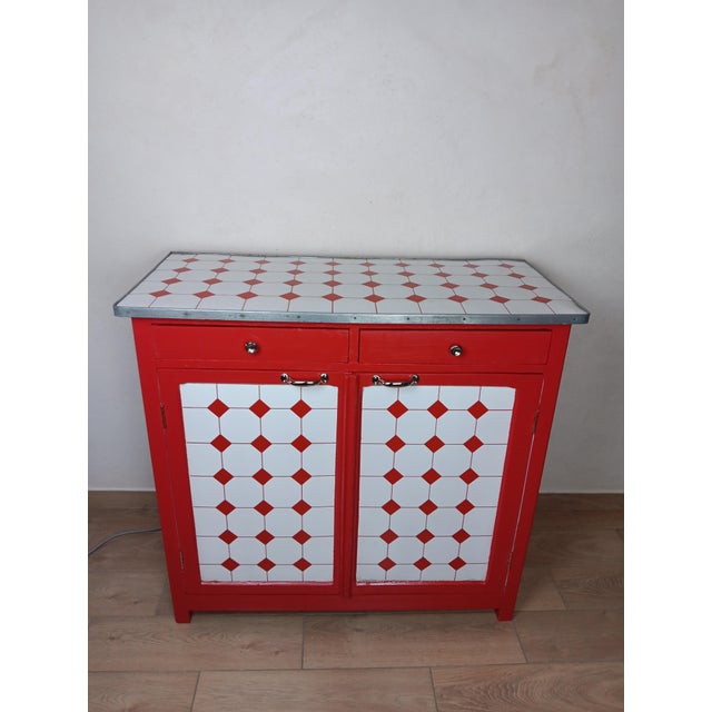 Parisian-Style Enameled Sheet Metal Sideboard, 1930s For Sale - Image 3 of 18