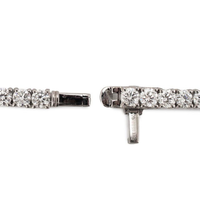Early 21st Century Unisex 14k White Gold 4-Prong 17.70ctw Lab Grown Diamond Tennis Chain Necklace For Sale - Image 5 of 8