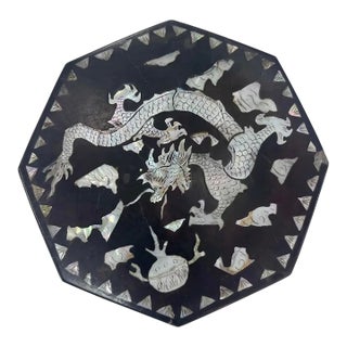 Black Lacquered Decorative Box Featuring an Intricate Mother-of-Pearl Inlay For Sale