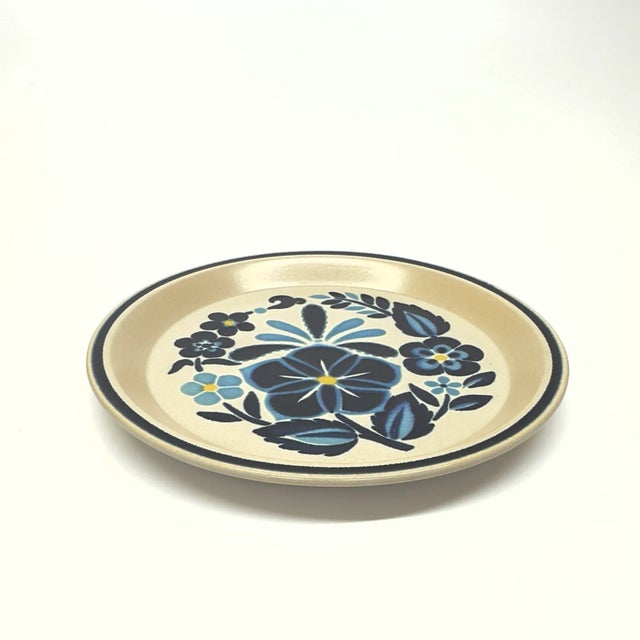Graphic Floral Blue & White Wall Plate Curation - Group of 9 For Sale - Image 4 of 12