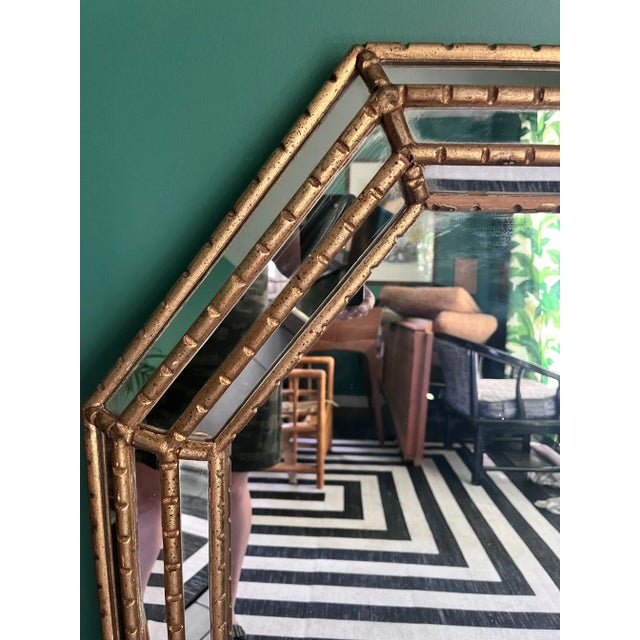 Glass La Barge Faux Bamboo Gold Gilt Mirror For Sale - Image 7 of 9
