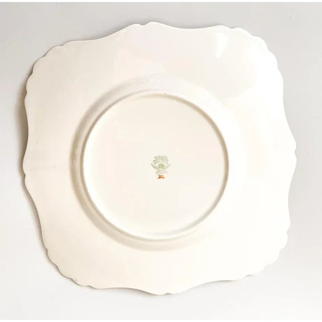 1940s Vintage Royal Tuscan English Bone China Multi Color Florals Square Cookie Plate With Gold Trim For Sale - Image 5 of 6