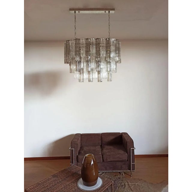 Mid-Century Modern Murano Tube Chandelier with 62 Transparent and Smoked Glass, 1982 For Sale - Image 3 of 18