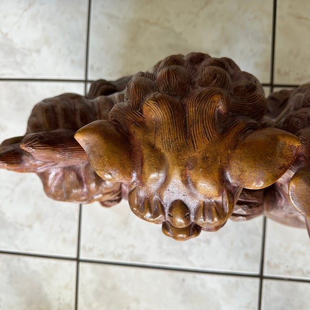 Pair Large 19" Terracotta Foo Dogs Chinese Guardian Lions Vintage Heavy For Sale - Image 10 of 17