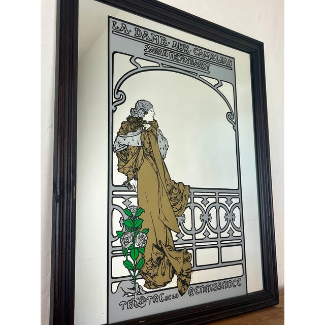 Vintage Art Nouveau Style Mirror with Sarah Bernhardt Motif, 1970s For Sale - Image 12 of 14