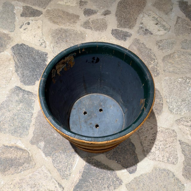 1960s Vintage Pencil Reed Planter or Waste Basket Rattan Cache Pot For Sale - Image 5 of 12