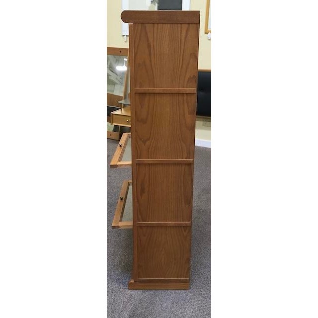 Tan Lawyers Oak Bookcase/Storage Tall Cabinet With Retractable Glass Feature For Sale - Image 8 of 12