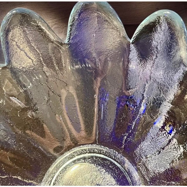 Vintage Blenko Lotus Bowl Set Clear Textured Art Glass Salad Berry - 9 pcs For Sale - Image 9 of 11